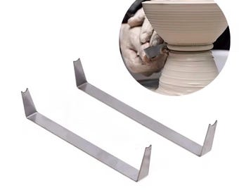 2PCS Pottery Trimming Tools – Stainless Steel Clay Carving Set for Ring Foot & Sculpture