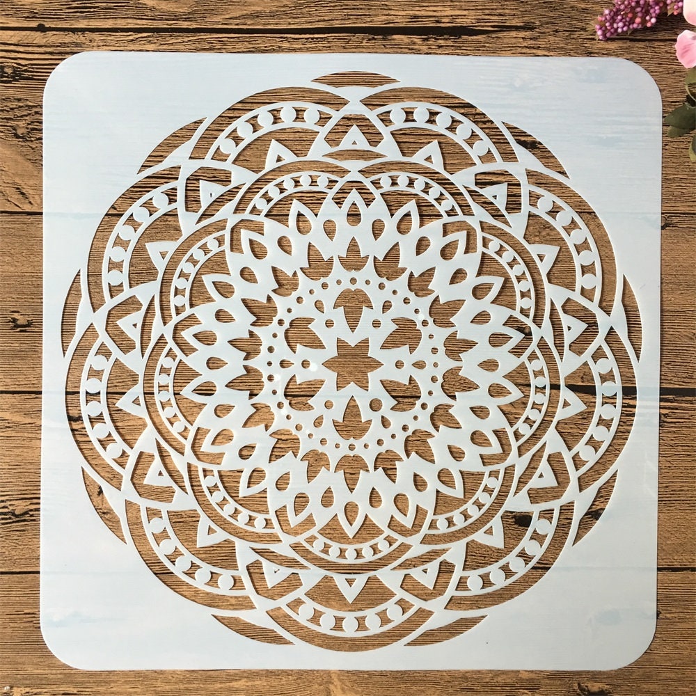 9pcs/pack 15*15cm Mandala Round Geometry DIY Layering Stencils Painting ...