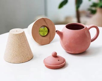 Flat Mouth Pottery Corrector with Level, Wood Rim Shaping Tool for Clay, Ceramics, Teapots, Cups