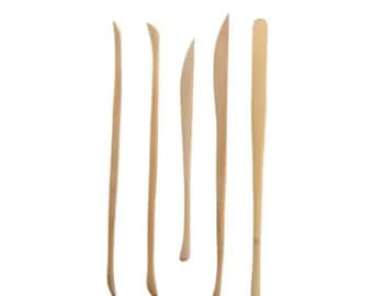 5-Piece Wooden Clay Sculpting Carving Tool Set – DIY Pottery modelling Kit