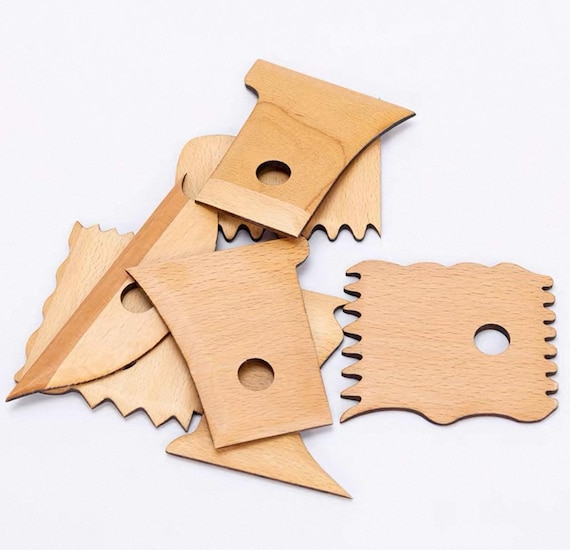 7pcs Pottery Rib Tools Set – Wooden Clay Trimming, Shaping