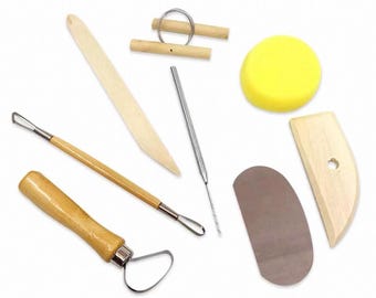 Clay Pottery Tools Set – Sculpting, Shaping, Modeling Dotting Tools with Ceramic Wire Cutter for Polymer Clay Magic Mud
