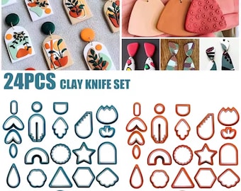 24pcs Polymer Clay Cutter Set – Earring & Ceramic Craft Molds | DIY Jewelry Making Tools for Beginners