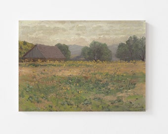 Farmhouse Art Print, Canvas Landscape Print, Country Landscape Painting, / LH03