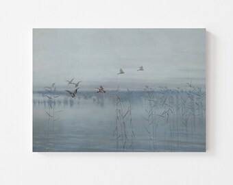 Seascape Art Print, Canvas Landscape Print, Ducks Landscape Painting, / LH45