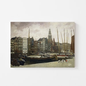 Cityscape Art Print, Amsterdam Canal Painting,Canvas and Fine Art Paper Prints, Amsterdam Canal Painting / LH40