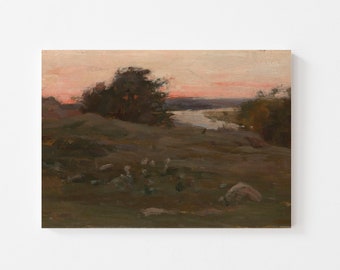 Farmhouse Art Print, Canvas Landscape Print, Country Landscape Painting,Sunset painting / LH31