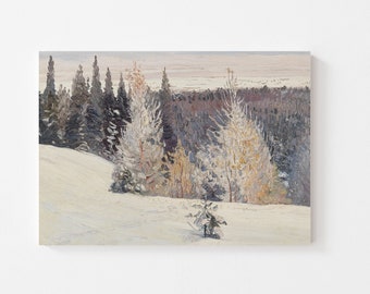 Winter Landscape Art Print, Canvas Art Print, Winter mountain painting / WC30