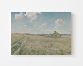 Farmhouse Art Print, Vintage Landscape Print, Country Landscape Painting, / LH12