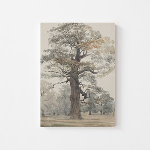Tree Art Print, Canvas or Fine Art Paper Landscape Print, Vintage Tree Painting, / LV12