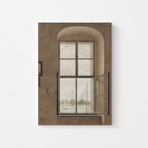 Vintage Art Print, Window Painting, Antique architecture art / SL08