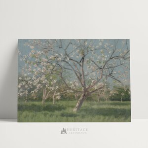 Farmhouse Art Print, Apple Blossom Art Print, Spring Landscape Painting, / LH15 image 2