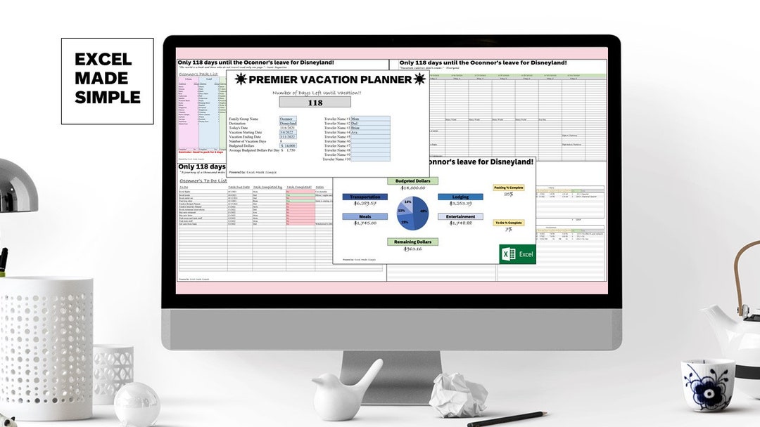 Premier Vacation Planner Template - Vacation Travel Budget - Excel Made ...