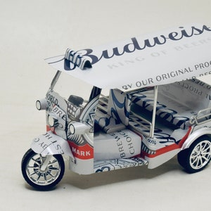 Tuk Tuk Model from can, Handmade Thai Miniature Tuk Tuk model from can, Handmade Miniature Tricycle Model, Cute Toy