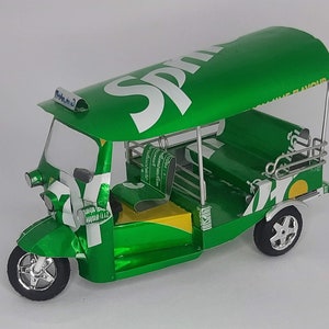 Tuk Tuk Model from can, Handmade Thai Miniature Tuk Tuk model from can, Handmade Miniature Tricycle Model, Cute Toy