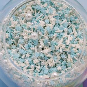 Płatki śniegu Sztuczne posypki - Niebieskie i białe - Perły Różne kolory Konfetti z gliny polimerowej - Słodkie sztuczne posypki - Funfetti - Jimmies