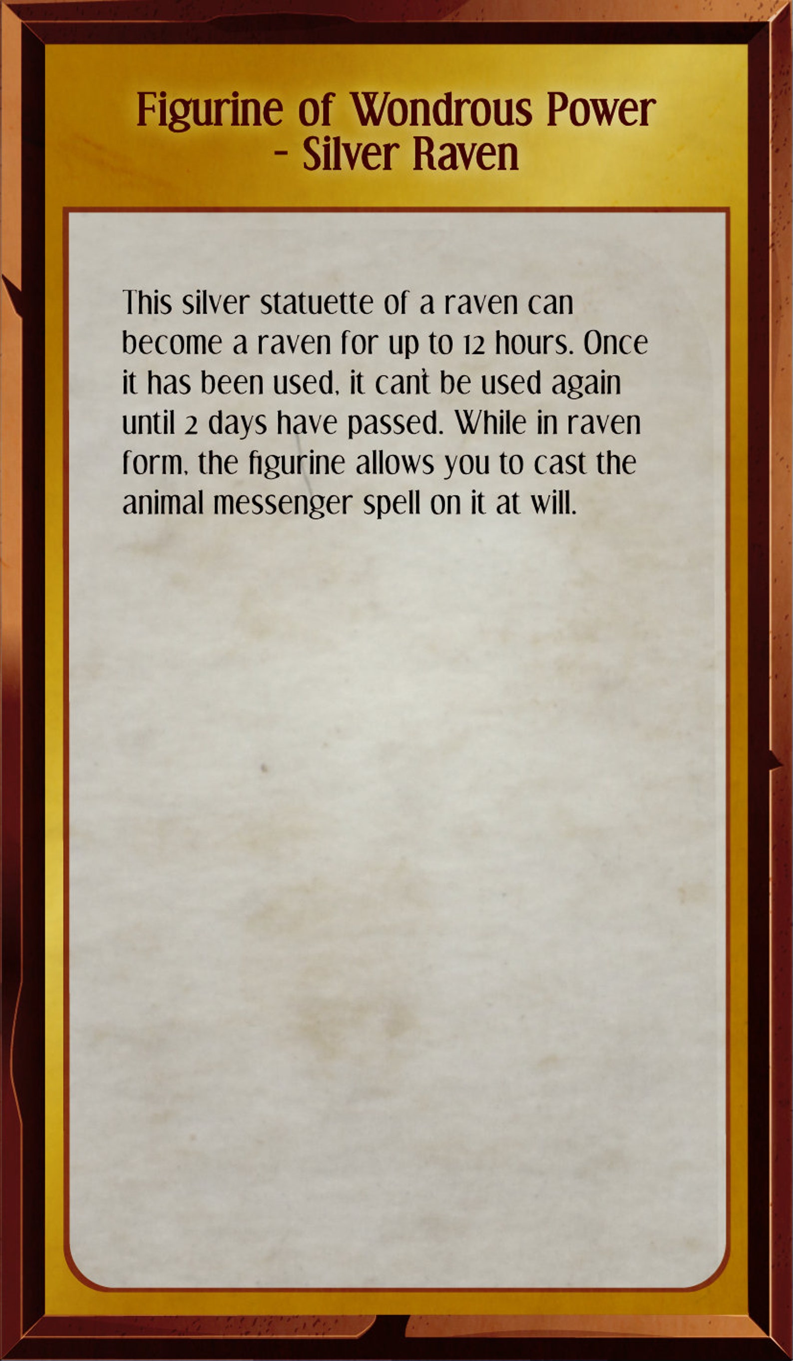 Figurine of Wondrous Power Silver Raven Etsy