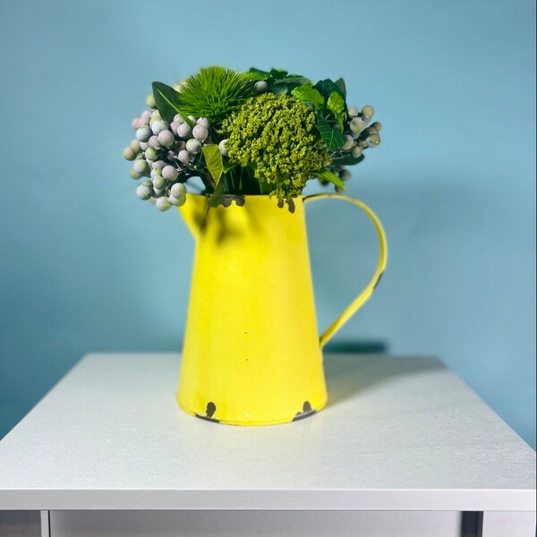 Yellow Fake Flowers With Vase Etsy