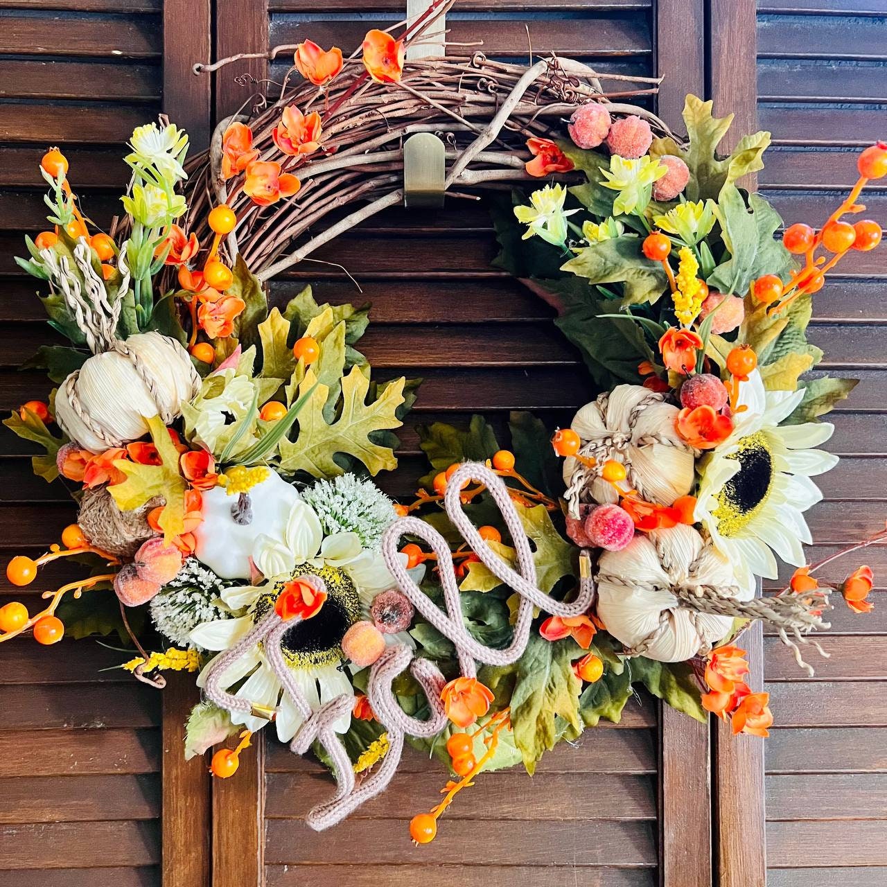 Thanksgiving Wreaths, Thanksgiving Wreath Kits, Autumn Wreaths, themed wreath, fall wreath, seasonal decor wreath, autumnal wreath; Knitting
