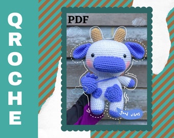 PDF - Blueberrish Cow Crochet Pattern by Qroche.co  || Malaysia