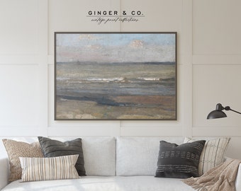 Moody Coastal Landscape Painting - PRINTABLE DIGITAL DOWNLOAD - Vintage Seascape Print, Beach Wall Art