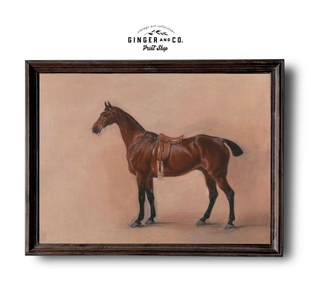 Vintage Horse Oil Painting - Fine Art Print, Equestrian Wall Art, Gicée ...