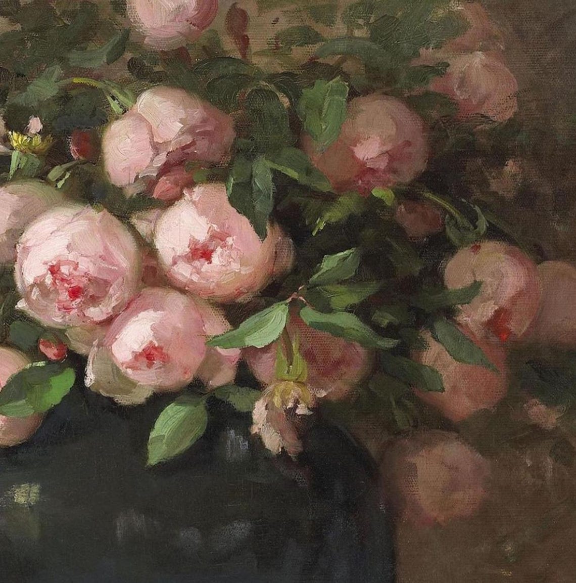 Pink Roses Still Life Oil Painting - SHIPPED PRINT - Moody Flowers ...