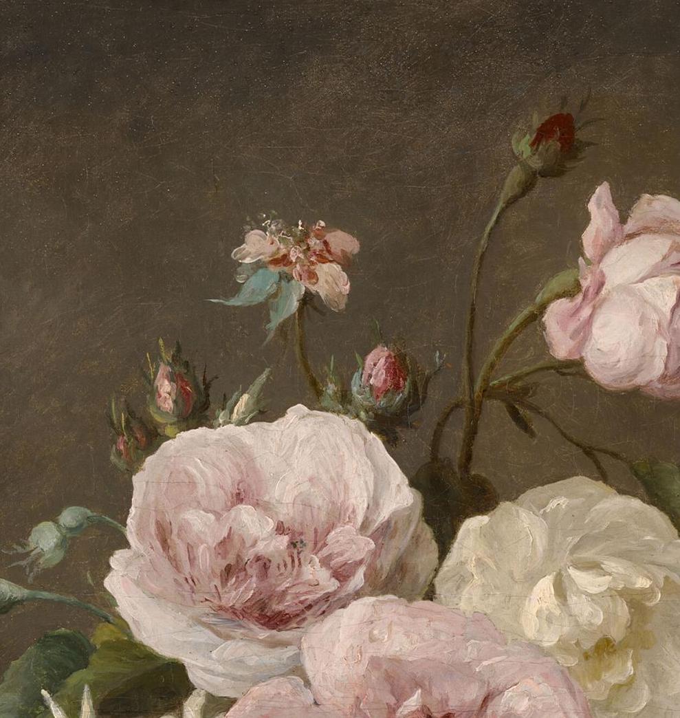 Vintage Pink Roses Oil Painting - SHIPPED PRINT - Flower Still Life ...