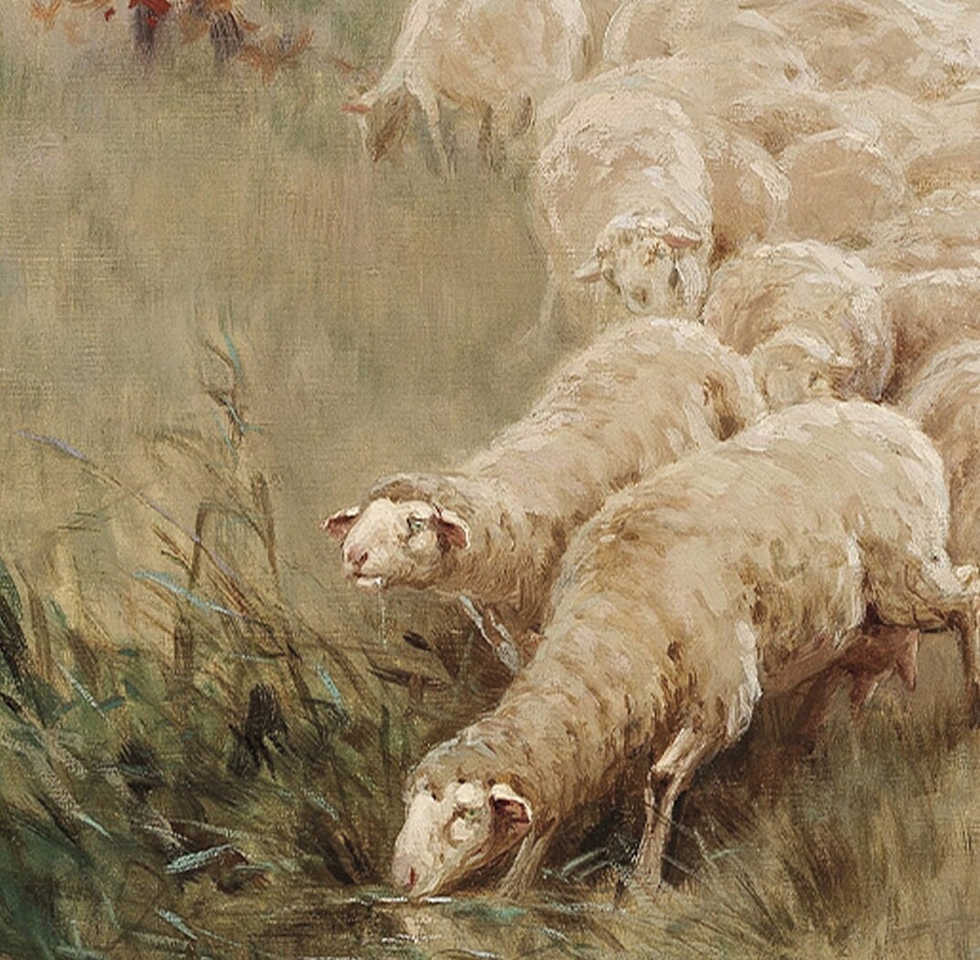 Vintage Sheep Painting - PRINTABLE DIGITAL DOWNLOAD - English Country ...