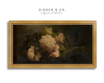 Floral Still Life Oil Painting - Vintage Peonies Print, French Country Cottage, Modern Farmhouse Wall Art, Giclée Art Print, Peel and Stick