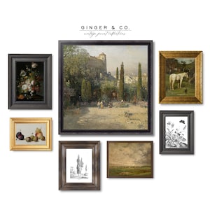 Vintage tuinafdrukken - Gallery Wall Set 2 - AFDRUKBARE DIGITALE DOWNLOAD - Europees landschap, Frans landhuis