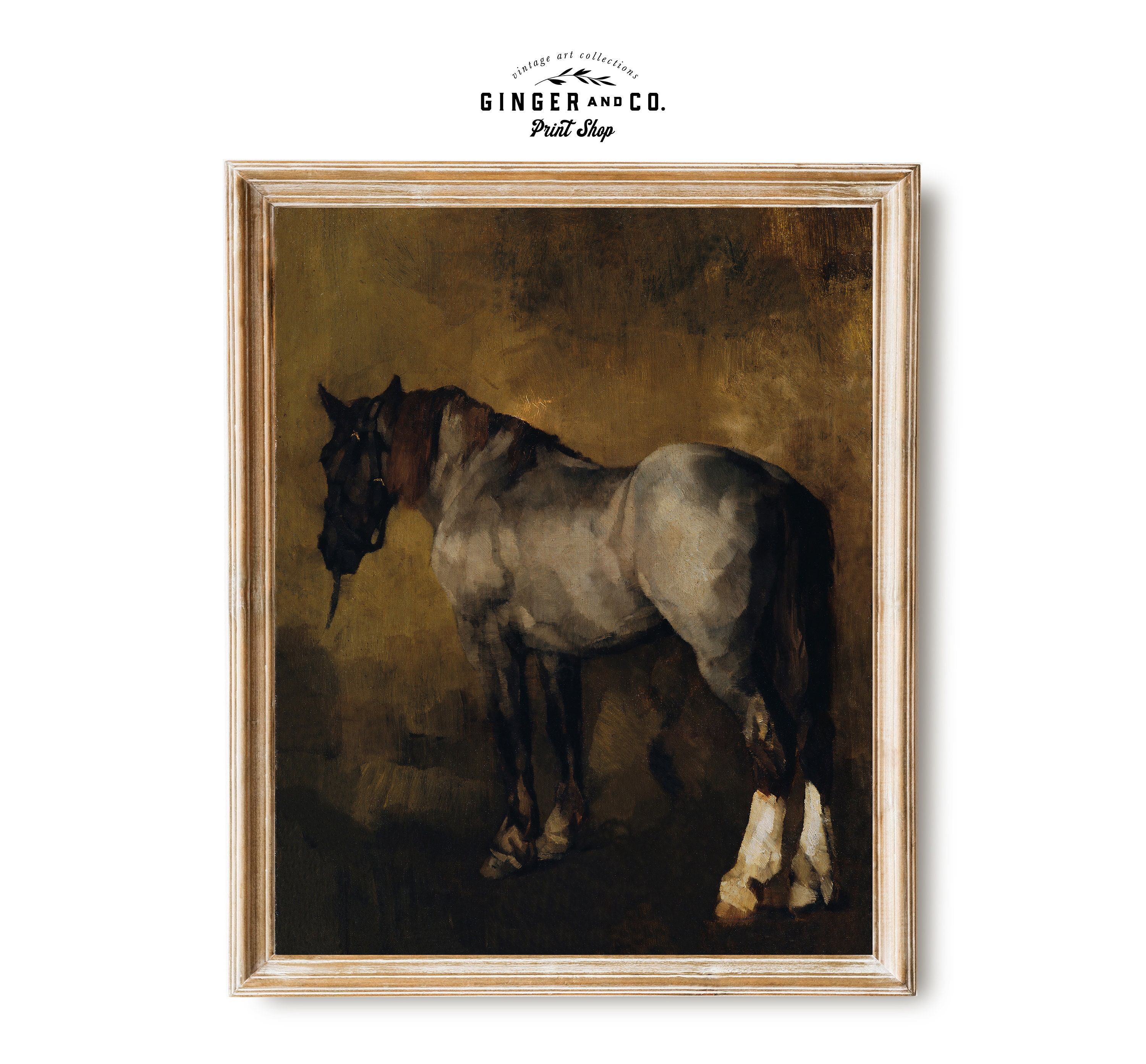 Vintage Horse Oil Painting - Fine Art Print, Equestrian Wall Art, Gicée ...
