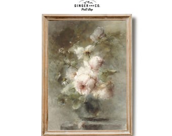 Blumen Stillleben Gemälde - DRUCKBARE DIGITAL DOWNLOAD - Vintage Fine Art Print, Blühende Rosen Druck