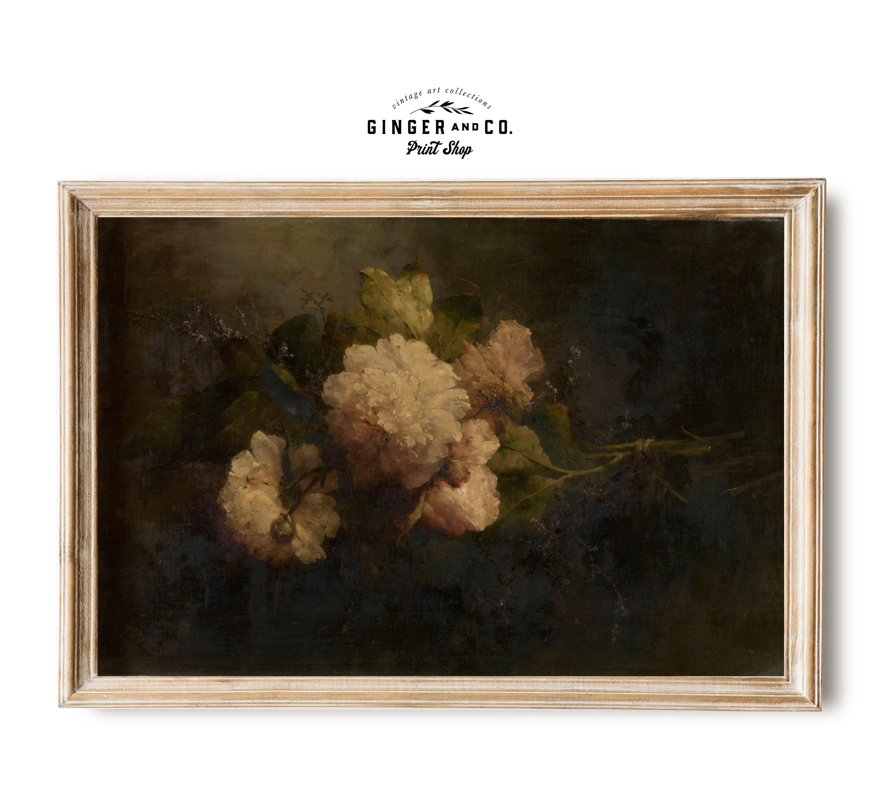 Moody Floral Still Life Oil Painting - SHIPPED PRINT - Pink Peonies ...