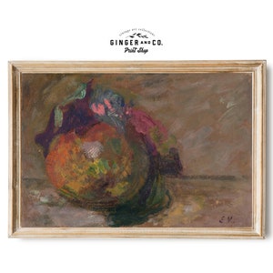 Apple Still Life Oil Painting - PRINTABLE DIGITAL DOWNLOAD - Vintage 19th Century Fine Art, Kitchen Wall Art