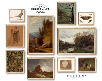 Warm Autumn Gallery Wall Art Set - PRINTABLE DIGITAL DOWNLOAD - Fall Landscape Print, Vintage Oil Painting, Fall Print, Autumn Still Life