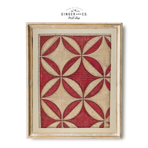 Red Patchwork Quilt Textile Design - PRINTABLE DIGITAL DOWNLOAD - American Patchwork Quilt Design, Patriotic Print