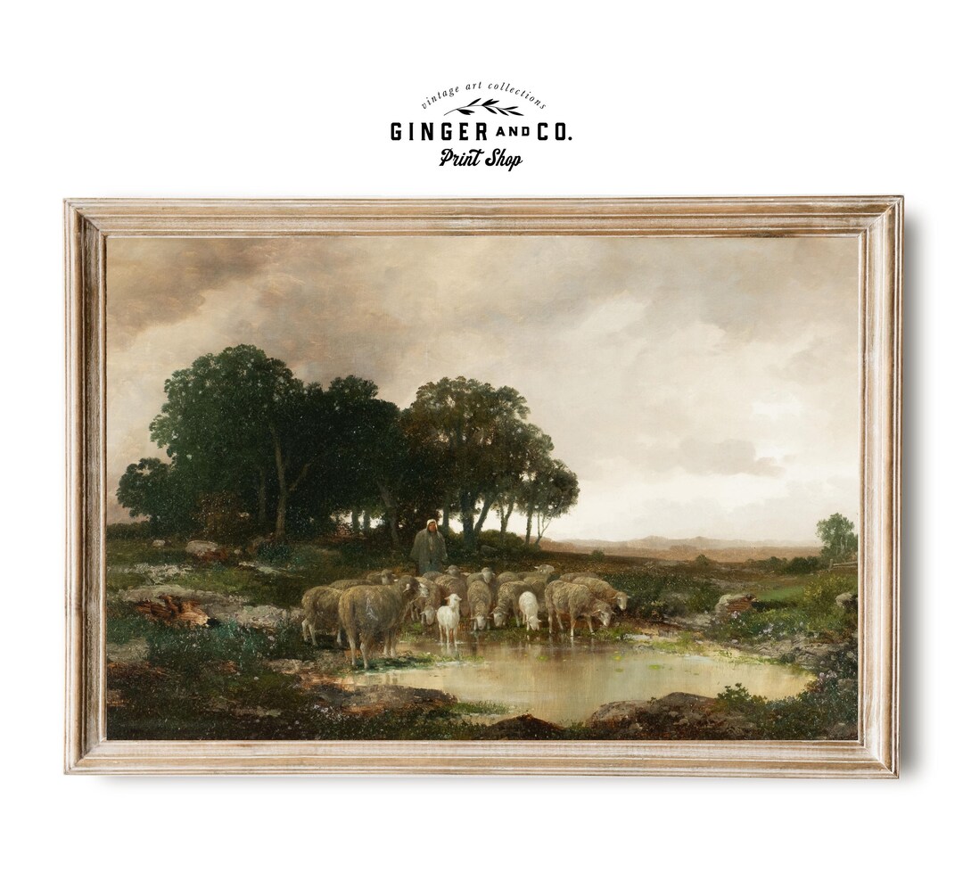 Vintage Sheep Print - PRINTABLE DIGITAL DOWNLOAD - Sheep Oil Painting ...