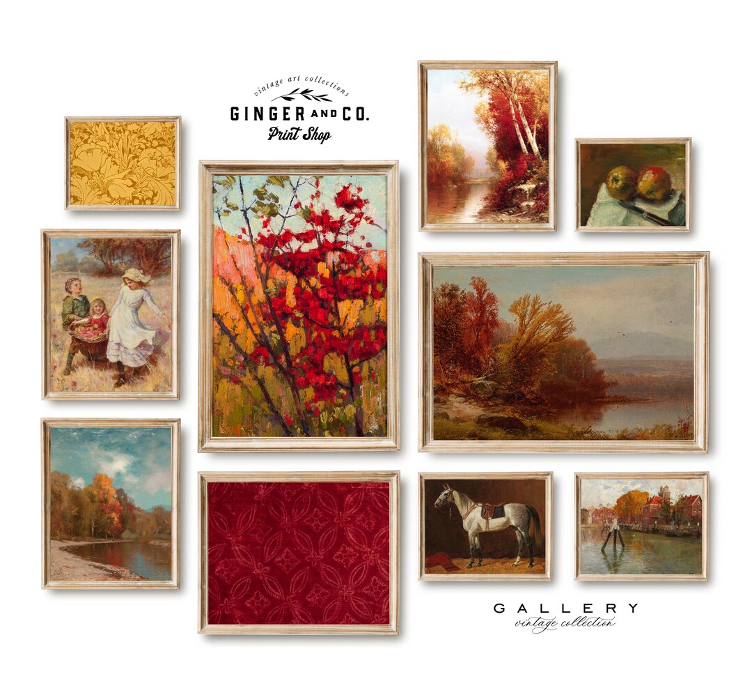 Vintage Autumn Gallery Wall Art Set - PRINTABLE DIGITAL DOWNLOAD - Fall ...