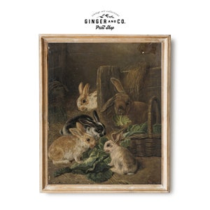 Vintage Rabbit Painting PRINTABLE DIGITAL DOWNLOAD French Country Wall ...