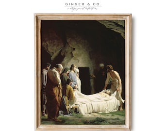 Easter Printable Wall Art - PRINTABLE DIGITAL DOWNLOAD - The Entombment of Christ, Vintage Oil Painting