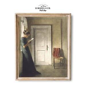 Woman Reading Near a Window - PRINTABLE DIGITAL DOWNLOAD - Vintage Woman Painting