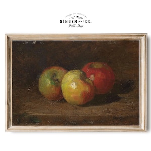 Vintage Apples Still Life Painting - PRINTABLE DIGITAL DOWNLOAD - Autumn Decor, Kitchen Dining Wall Art