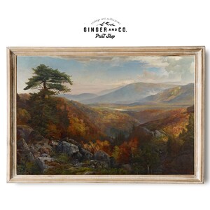 Autumn Landscape Oil Painting - DIGITAL PRINTABLE DOWNLOAD - Mountains in Autumn, Fall Landscape Print