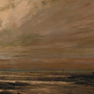 Coastal Cottage Tapestry Wall Hanging - Moody Seascape Oil Painting, Beach House Wall Art, Canvas Giclée Art Print image 2