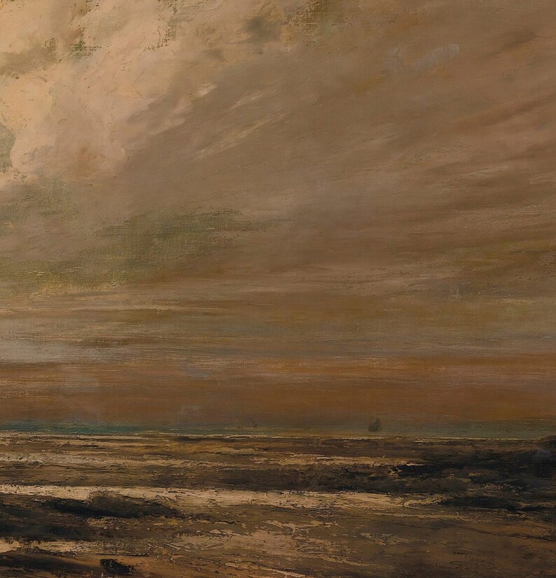 Coastal Cottage Tapestry Wall Hanging - Moody Seascape Oil Painting, Beach House Wall Art, Canvas Giclée Art Print image 2