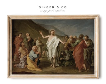 Easter Printable Wall Art - PRINTABLE DIGITAL DOWNLOAD - Resurrected Christ Appearing to the Apostles, Vintage Oil Painting