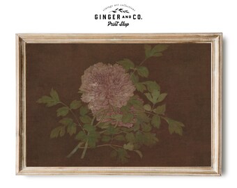 油彩画 花 ピンク ダークグリーン 現在、この商品の在庫はありません - Etsy