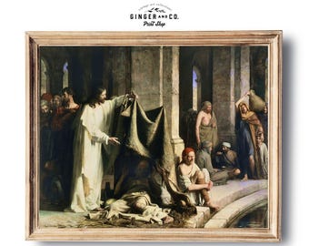 Christ Healing - PRINTABLE DIGITAL DOWNLOAD - Vintage Christian Oil Painting