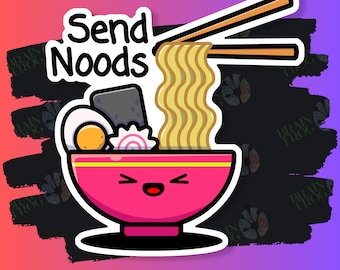 Send Noods | water & UV resistant vinyl die cut sticker, laptop, water bottle, phone case, gifts, and more all stickers are 2.5 in